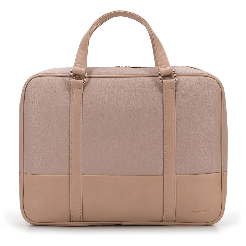 Torba na laptopa 15,6” z ekoskóry o dwóch fakturach dwukomorowa beżowa 95-3P-007-5 Torba na laptopa 15,6” z ekoskóry o dwóch fakturach dwukomorowa beżowa 95-3P-007-5