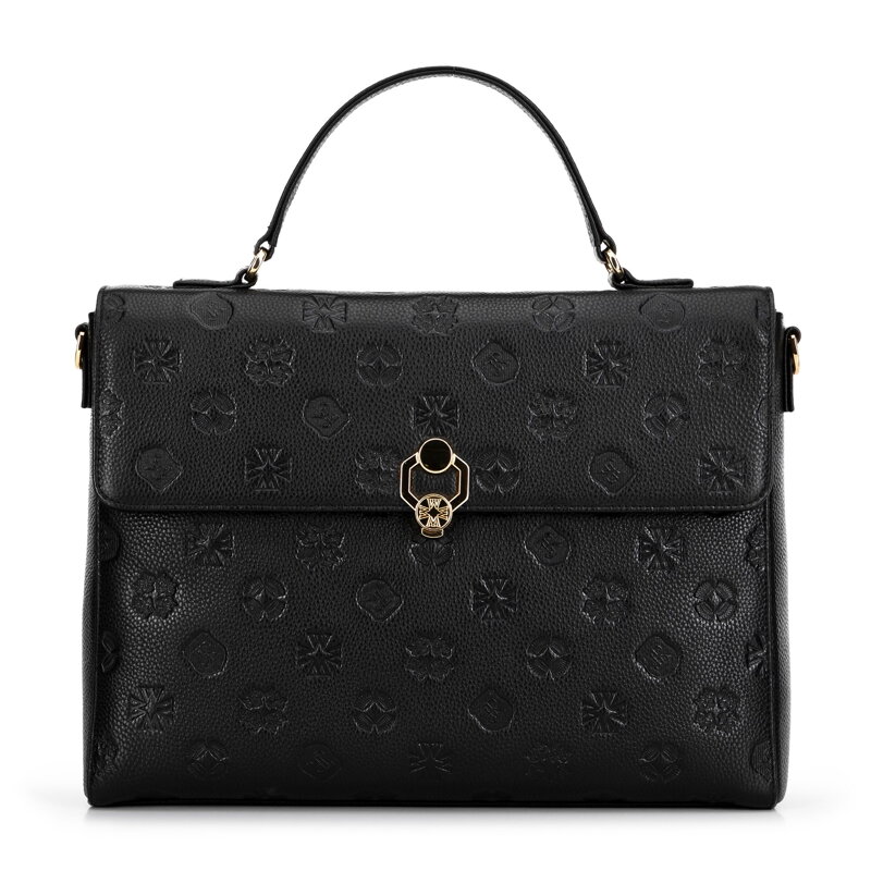 Skórzana torba na laptopa 14" w monogram czarna 99-4E-612-1 Skórzana torba na laptopa 14" w monogram czarna 99-4E-612-1