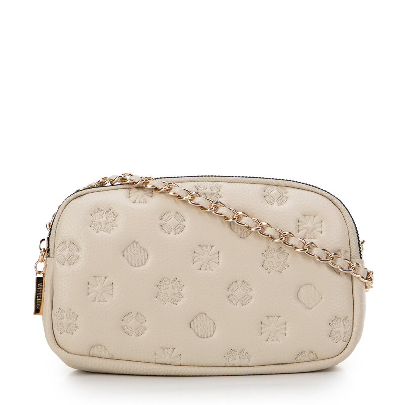 Dámska kožená crossbody na retiazke krémová 99-4E-305-0 Dámska kožená crossbody na retiazke krémová 99-4E-305-0