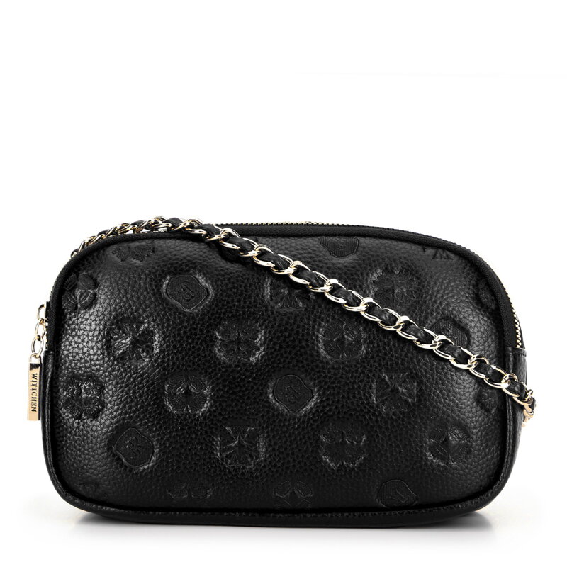 Dámska kožená crossbody na retiazke čierna 99-4E-305-1 Dámska kožená crossbody na retiazke čierna 99-4E-305-1