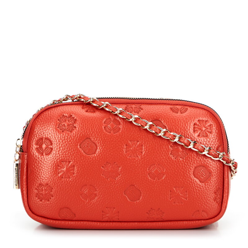 Dámska kožená crossbody na retiazke oranžová 99-4E-305-6 Dámska kožená crossbody na retiazke oranžová 99-4E-305-6