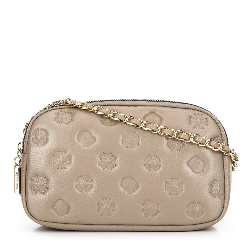 Dámska kožená crossbody na retiazke béžová 99-4E-305-8 Dámska kožená crossbody na retiazke béžová 99-4E-305-8