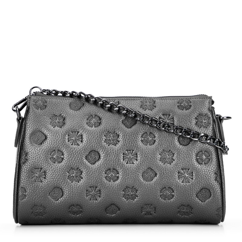 Kožená crossbody kabelka s razbou strieborná 99-4E-307-S Kožená crossbody kabelka s razbou strieborná 99-4E-307-S