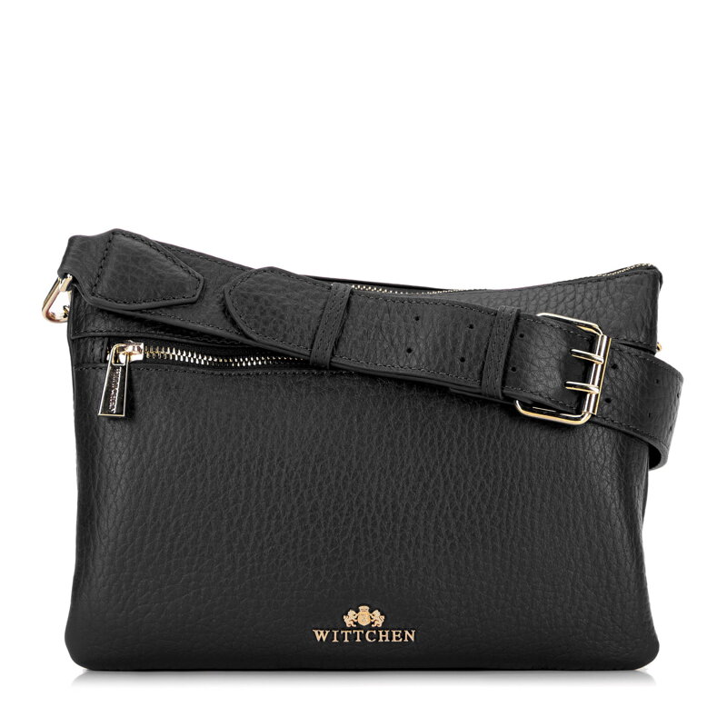 Trojpriehradová kožená crossbody kabelka, čierna 99-4E-013-1 Trojpriehradová kožená crossbody kabelka, čierna 99-4E-013-1