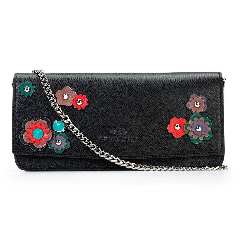 Elegancka kopertówka ze skóry licowej czarna 87-4E-213-1