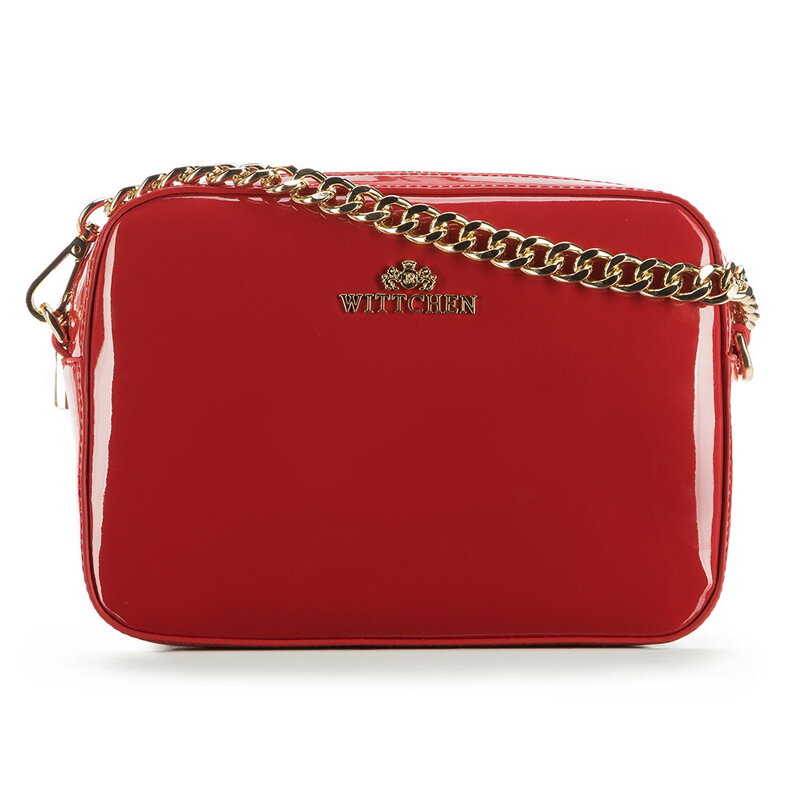 Damska listonoszka skórzana na złotym łańcuszku 89-4-146-3