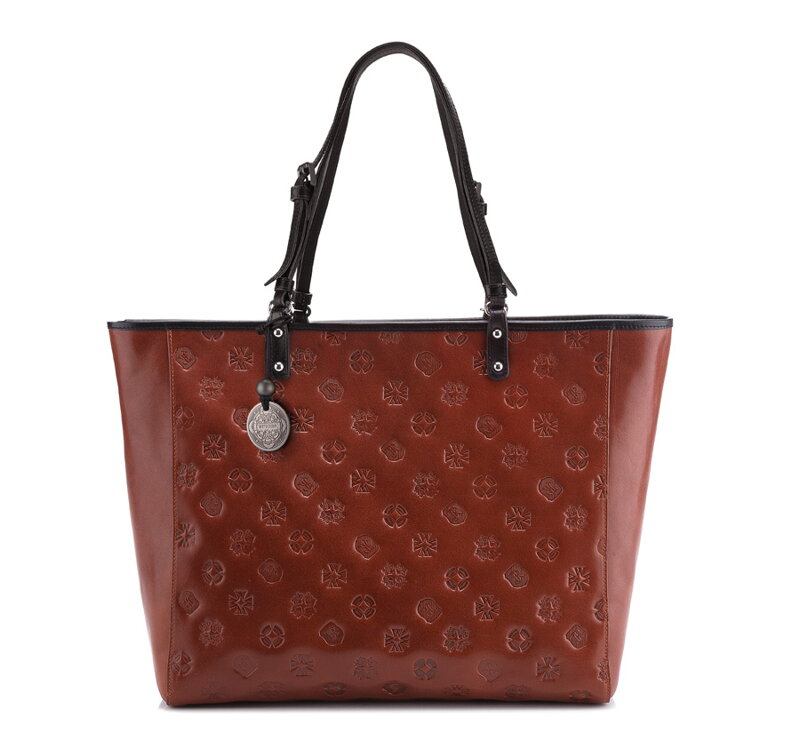 Torebka shopperka skórzana lakierowana z monogramem 33-4-003-5L