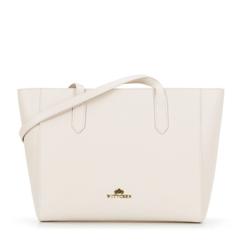 Damska torebka shopper ze skóry kremowa 100-4E-602-0 Damska torebka shopper ze skóry kremowa 100-4E-602-0