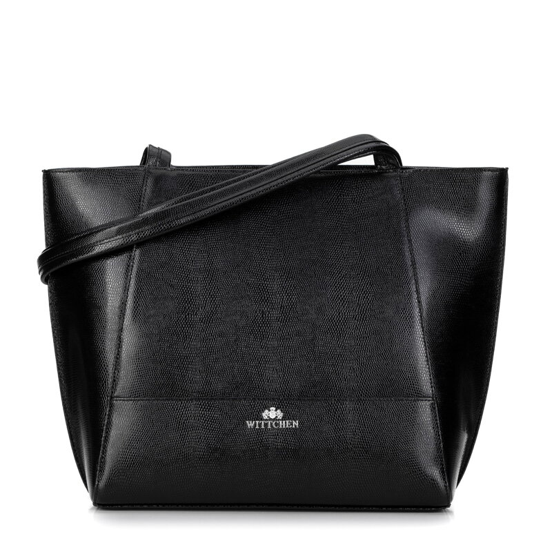 shopper kabelka z jaštericovej kože s prešívaním, čierna a strieborná 29-4E-626-1S shopper kabelka z jaštericovej kože s prešívaním, čierna a strieborná 29-4E-626-1S