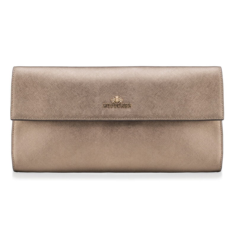 Kopertówka z połyskiem ze skóry naturalnej złota 88-4E-427-G