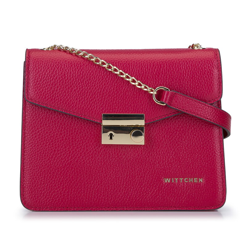 Torebka wieczorowa ze skóry groszkowej z klapą 93-4E-623-P