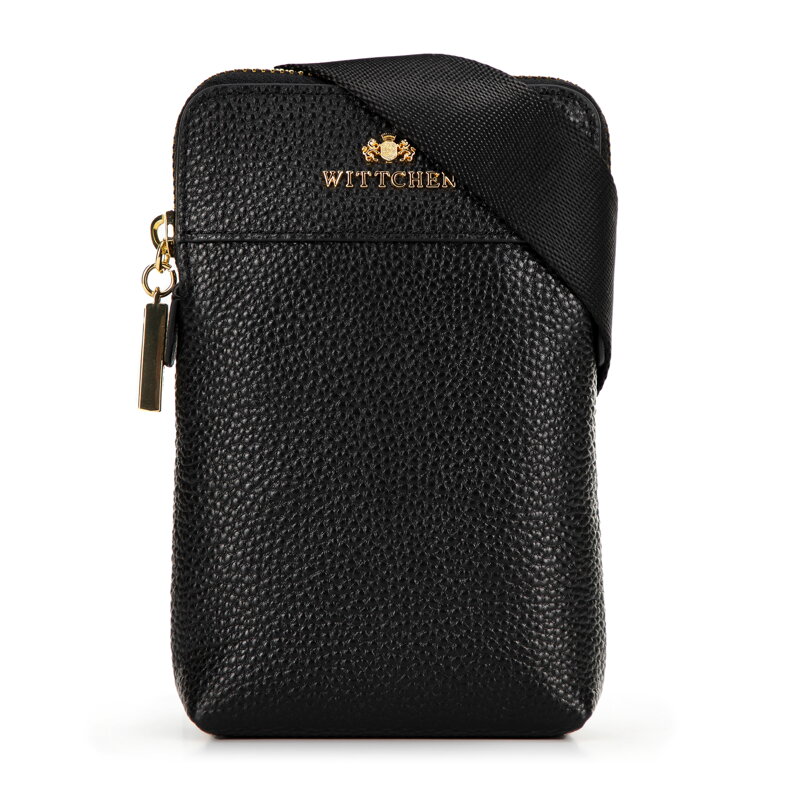 Minitorebka skórzana crossbody czarna ze złotym logo 99-2E-631-1G