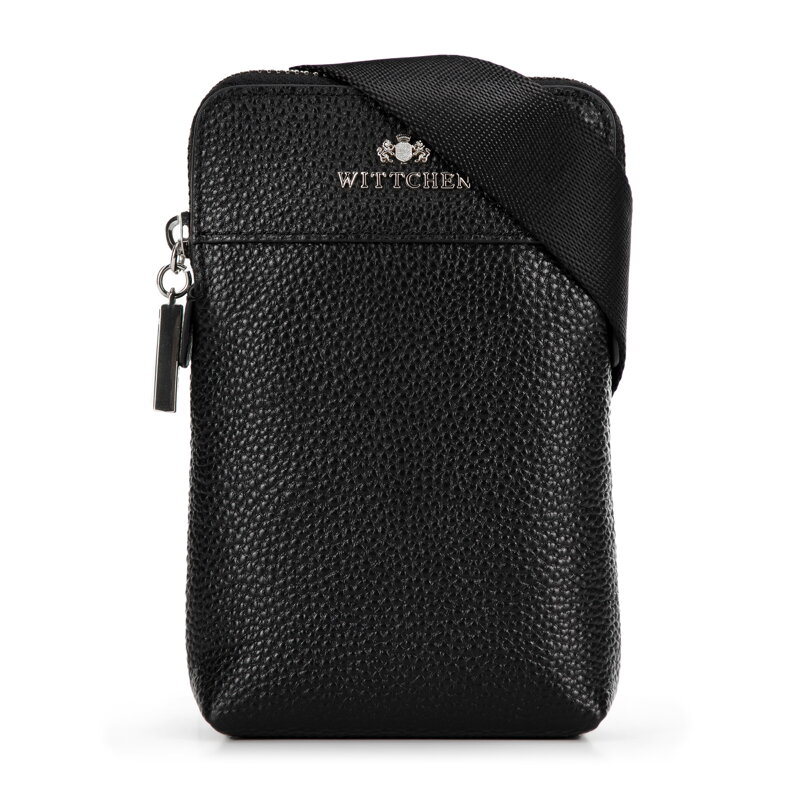 Minitorebka skórzana crossbody czarna ze srebrnym logo 99-2E-631-1S Minitorebka skórzana crossbody czarna ze srebrnym logo 99-2E-631-1S