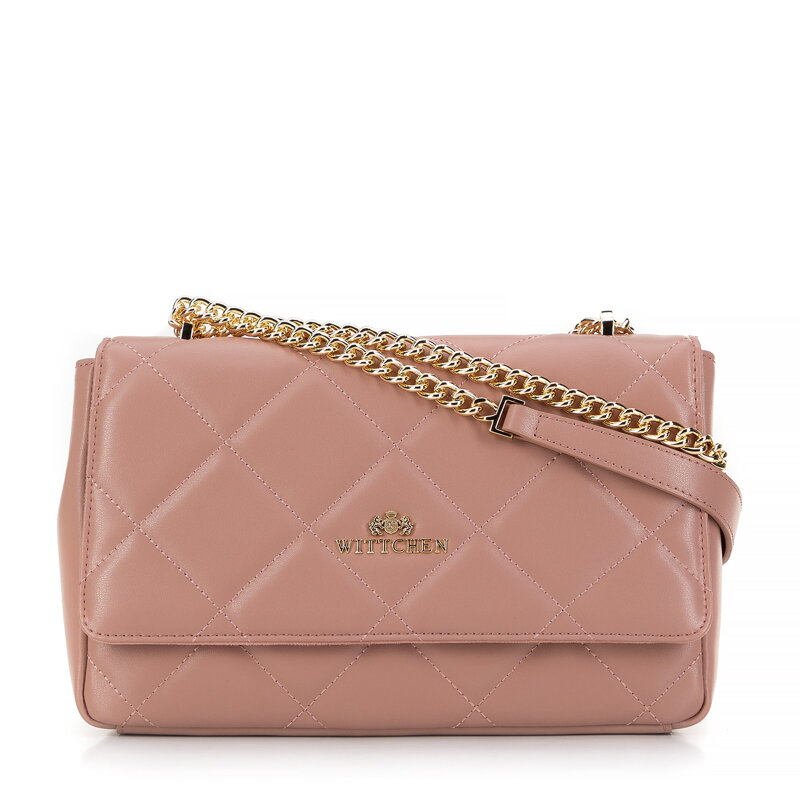 Damska torebka crossbody skórzana w romby różowa 99-4E-603-P