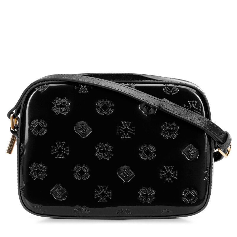 Damska crossbody ze skóry lakierowanej czarna 29-4E-025-1 Damska crossbody ze skóry lakierowanej czarna 29-4E-025-1