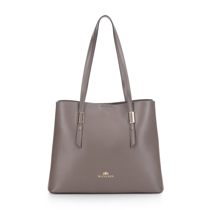 Torebka shopperka skórzana trzykomorowa z cienkimi uchami duża 97-4E-616-9