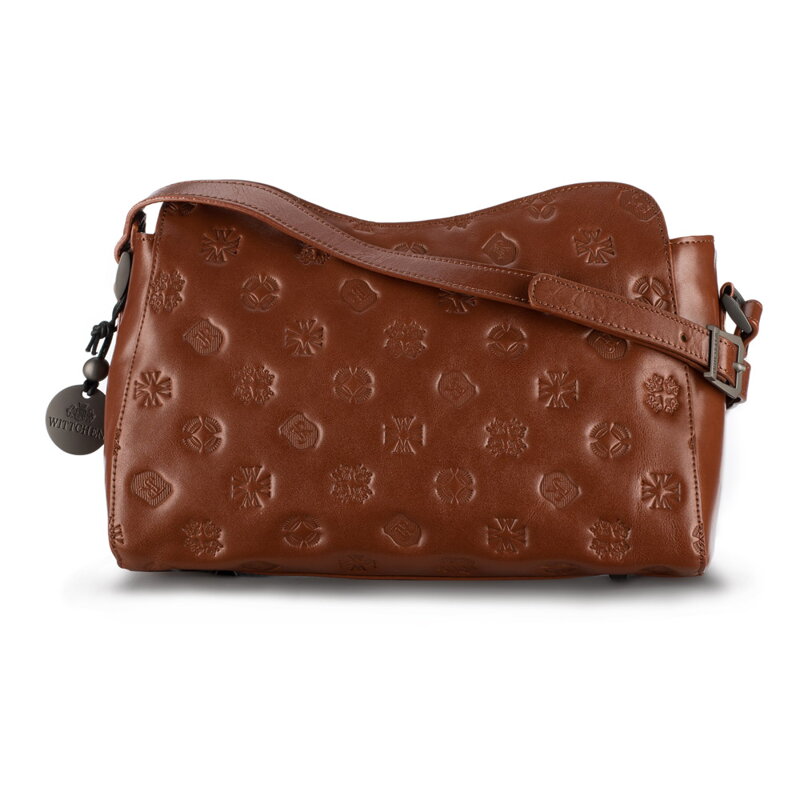 Damska skórzana listonoszka z monogramem podłużna 33-4-102-5L