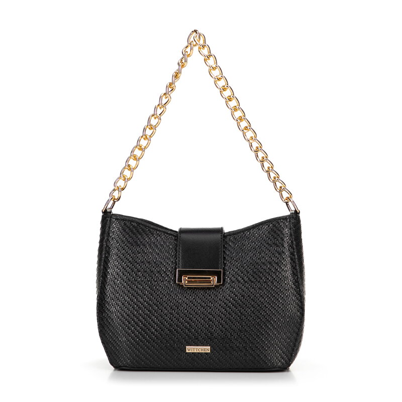 Damska torebka crossbody pleciona czarna 100-4Y-415-1 Damska torebka crossbody pleciona czarna 100-4Y-415-1