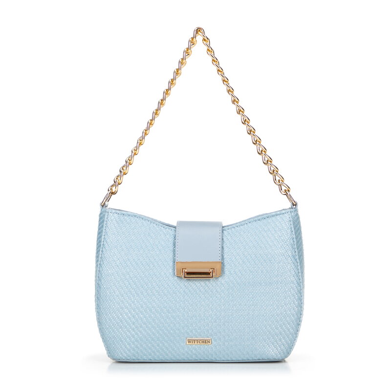 Damska torebka crossbody pleciona niebieska 100-4Y-415-N Damska torebka crossbody pleciona niebieska 100-4Y-415-N
