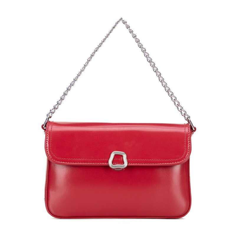 Damska listonoszka z imitacji skóry z łańcuszkiem czerwona 101-4Y-435-3