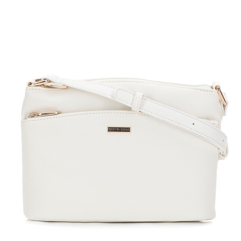 Damska torebka crossbody z kieszenią z przodu biała 98-4Y-216-0 Damska torebka crossbody z kieszenią z przodu biała 98-4Y-216-0