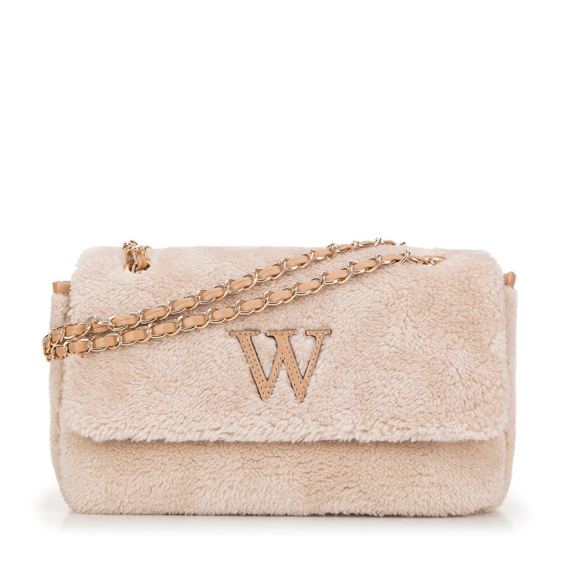 Dámska crossbody kabelka s kožušinou krémová 99-4Y-218-0 Dámska crossbody kabelka s kožušinou krémová 99-4Y-218-0