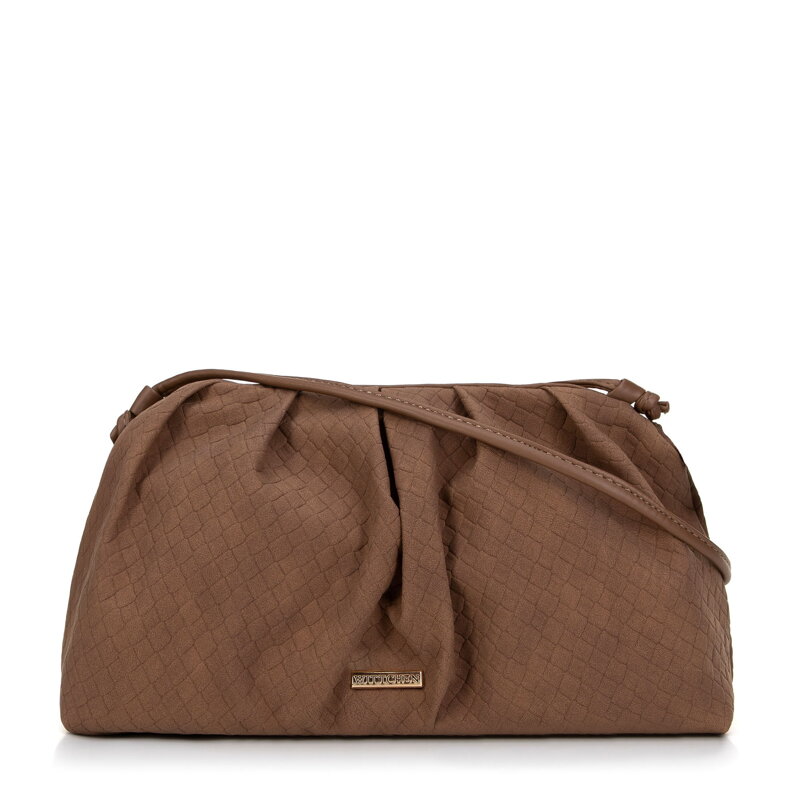 Damska torebka crossbody z marszczeniem brązowa 99-4Y-423-4 Damska torebka crossbody z marszczeniem brązowa 99-4Y-423-4
