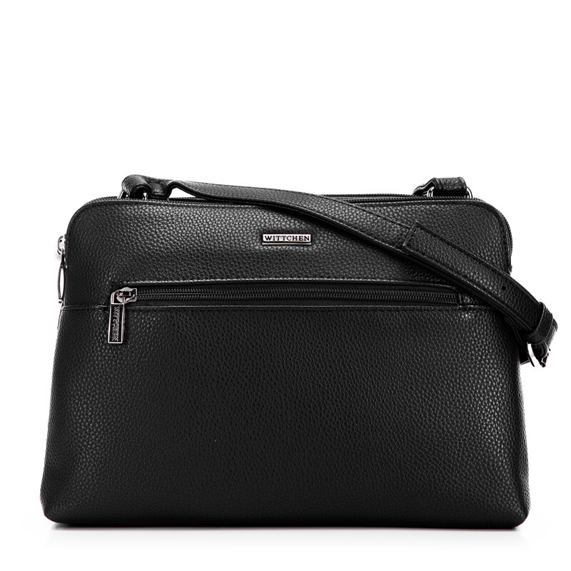 Dámska dvojpriehradková crossbody z ekokoža, čierna a grafitová 99-4Y-610-1C