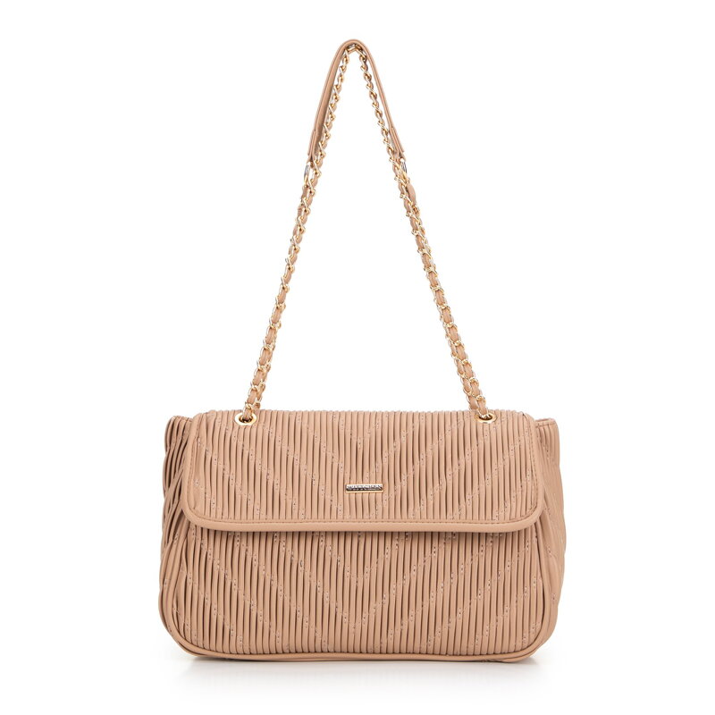 Crossbody z ekoskóry na łańcuszku beżowa 99-4Y-634-9 Crossbody z ekoskóry na łańcuszku beżowa 99-4Y-634-9