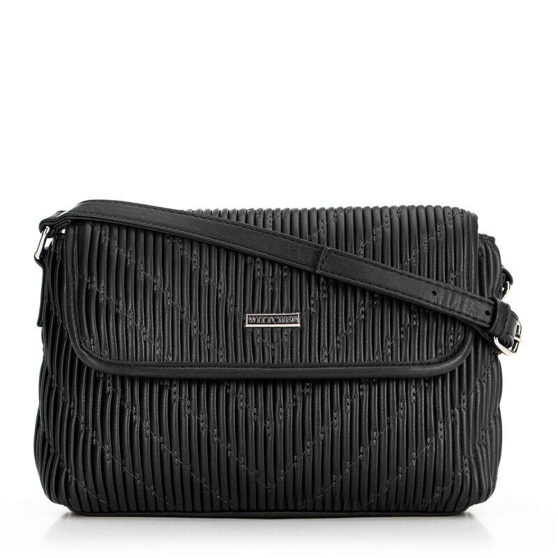 Damska crossbody w pionowe przeszycia z ekoskóry czarna 99-4Y-635-1 Damska crossbody w pionowe przeszycia z ekoskóry czarna 99-4Y-635-1