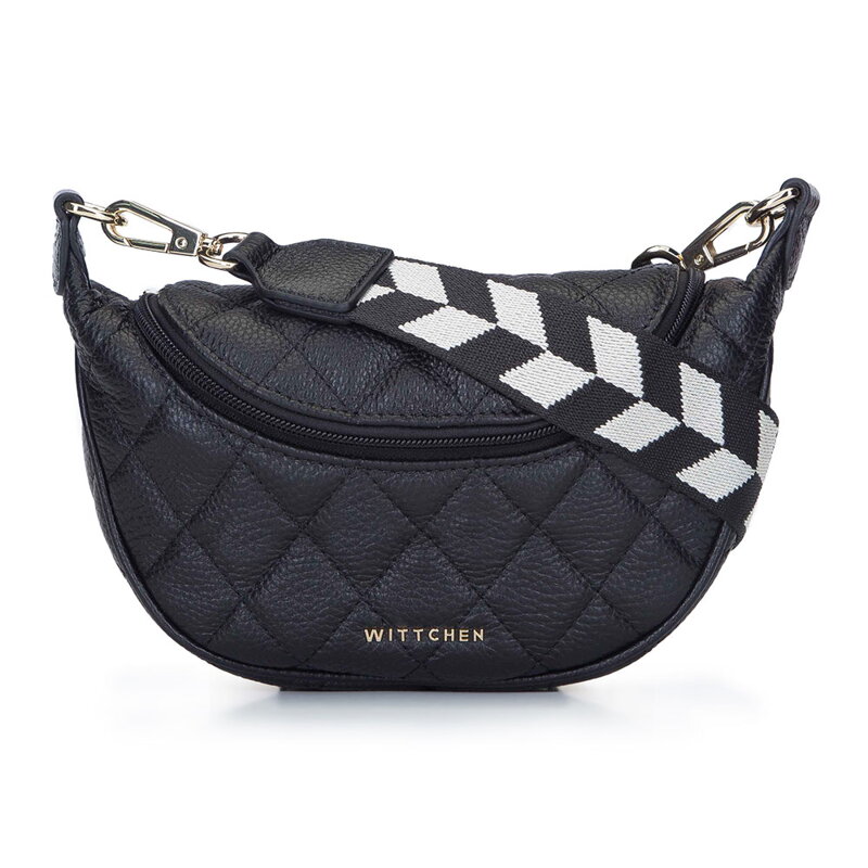 Torebka z pikowanej skóry z parcianym paskiem 93-4E-621-1