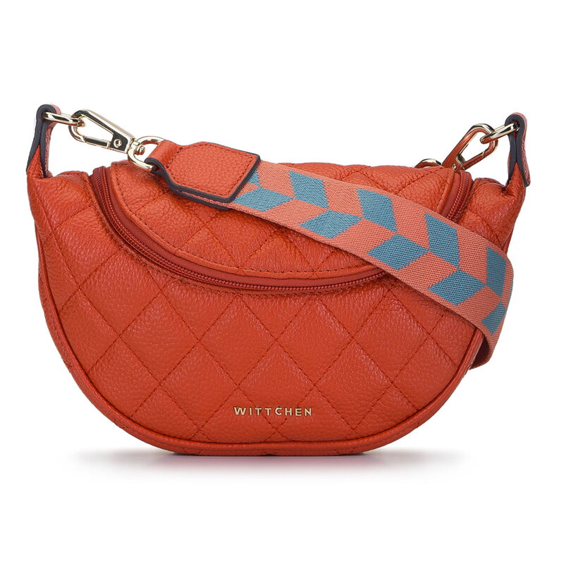 Torebka z pikowanej skóry z parcianym paskiem 93-4E-621-6