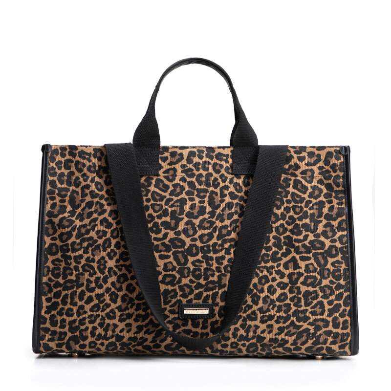 Uniwersalna shopperka damska brązowo - czarna 101-4Y-430-4