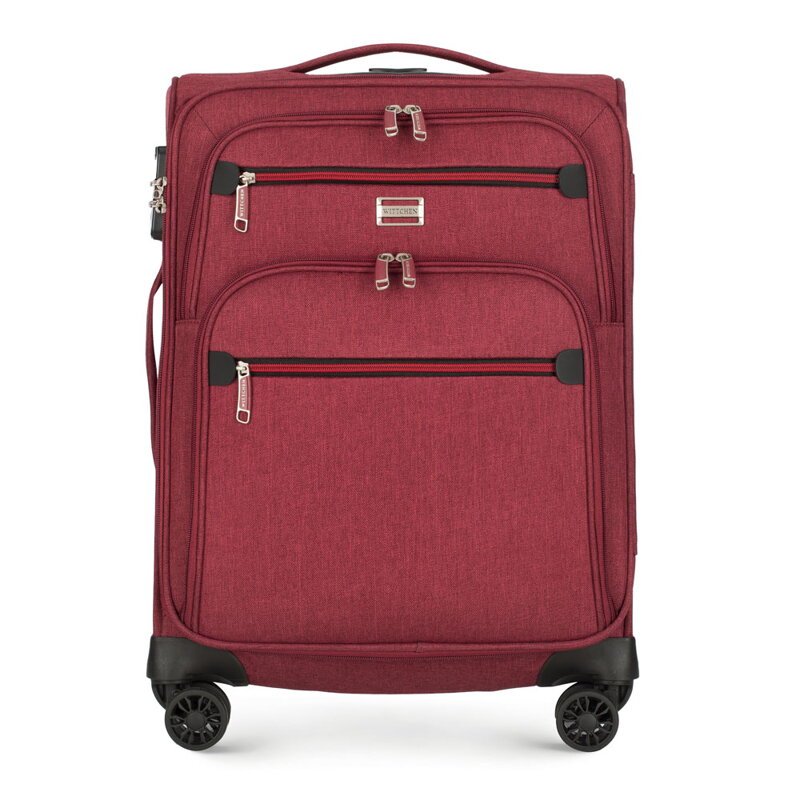 Walizka kabinowa miękka z czerwonym suwakiem 56-3S-501-30