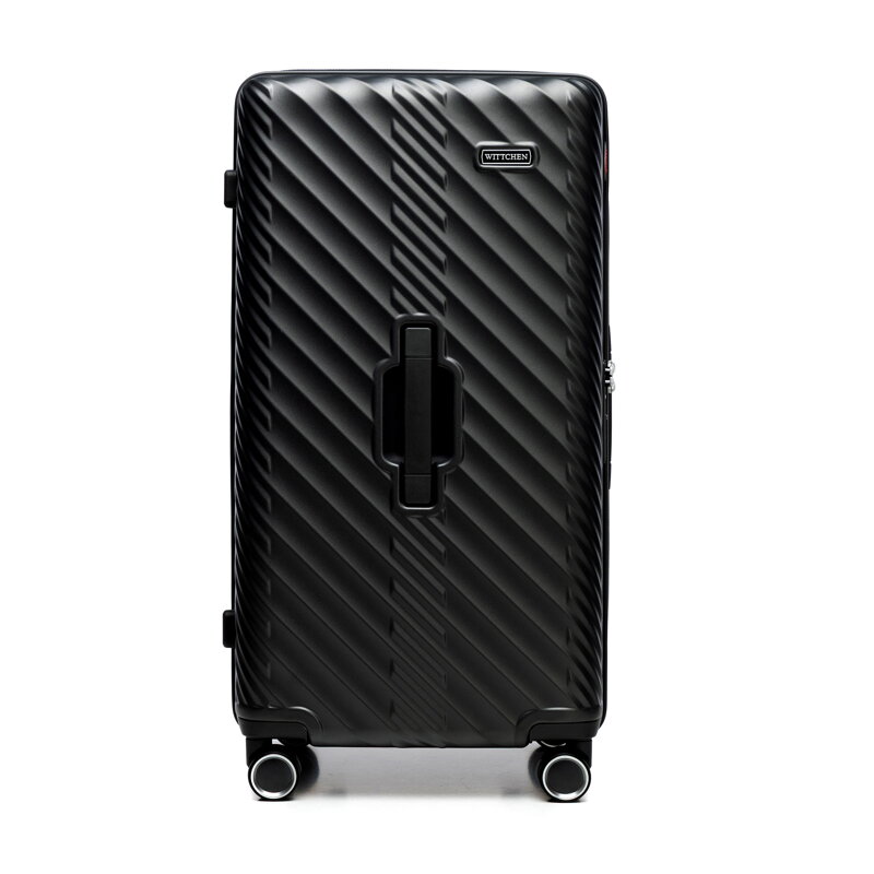 Średnia walizka z polikarbonu w geometryczny wzór czarna 56-3P-002-10