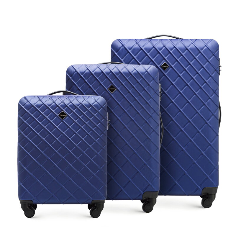 Zestaw walizek z ABS-u z deseniem granatowy 56-3A-55S-91 Zestaw walizek z ABS-u z deseniem granatowy 56-3A-55S-91