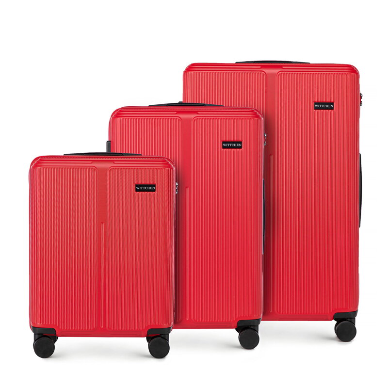 Zestaw walizek z ABS-u w drobne paski czerwony 56-3A-60S-30