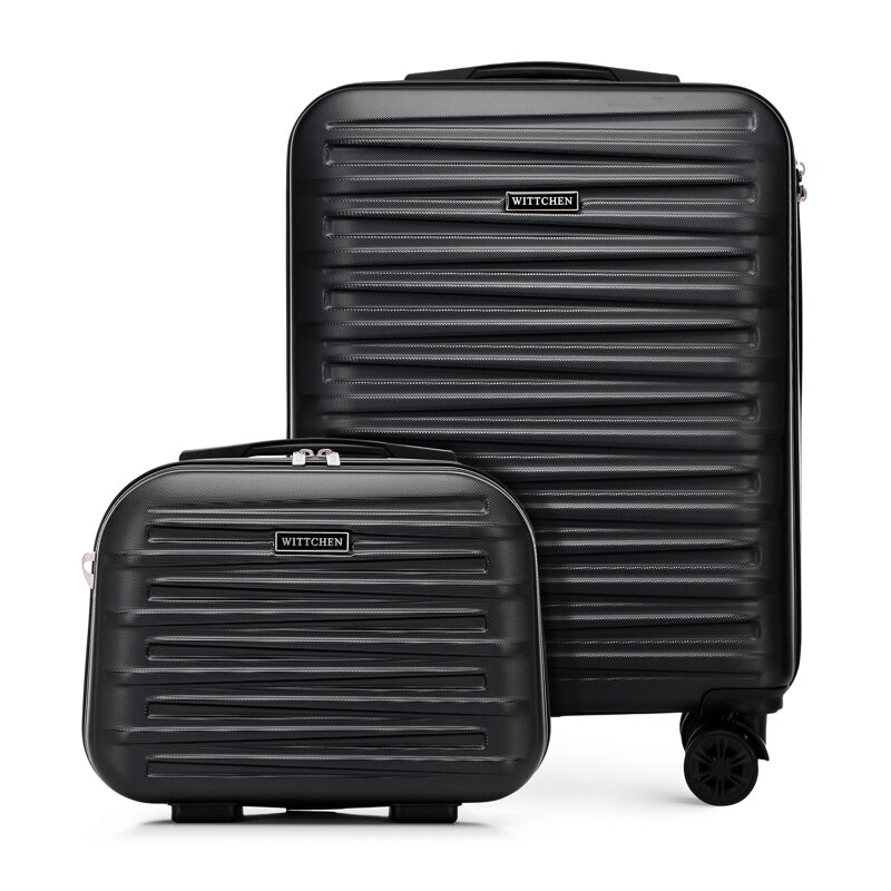 Zestaw walizki kabinowej i kosmetyczki z ABS-u czarny 56-3A-00Z-11