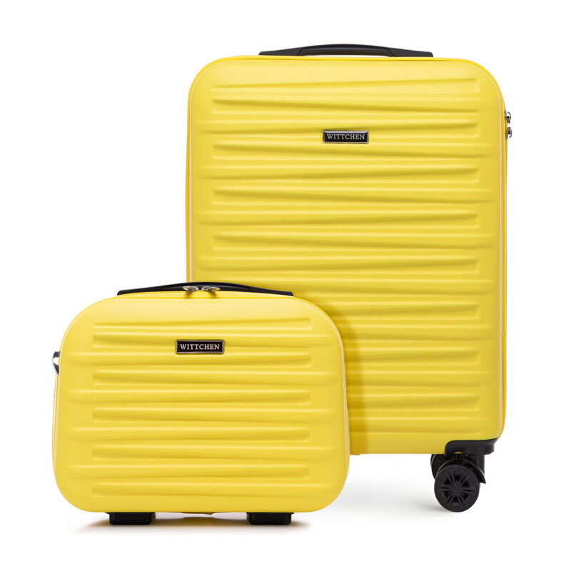 Zestaw walizki kabinowej i kosmetyczki z ABS-u żółty 56-3A-00Z-50