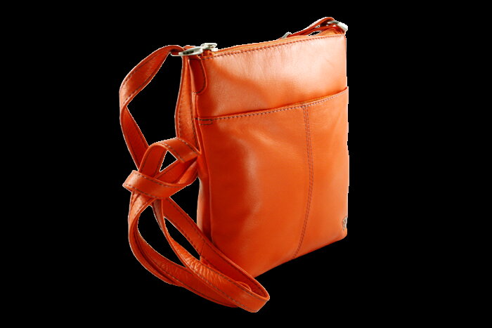 Oranžová kožená zipsová kabelka 212-3013-84
