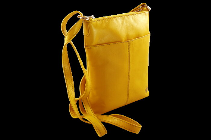 Žltá kožená zipsová kabelka 212-3013-86