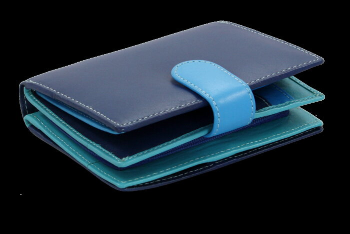 Multimodrá dámská kožená peněženka se zápinkou 511-9769-M97