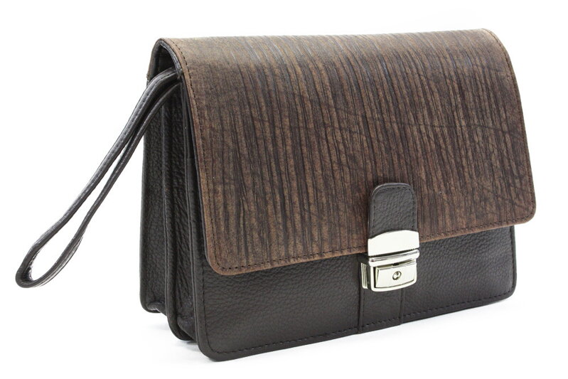 Tmavo hnedá pánska kožená dokladová etue v štýle BAMBOO 611-2411F-47