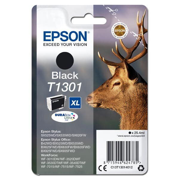 Epson originál ink C13T13014012, T1301, black, 945str., 25,4ml, Epson Stylus Office BX625FWD, čierna Epson originál ink C13T13014012, T1301, black, 945str., 25,4ml, Epson Stylus Office BX625FWD, čierna