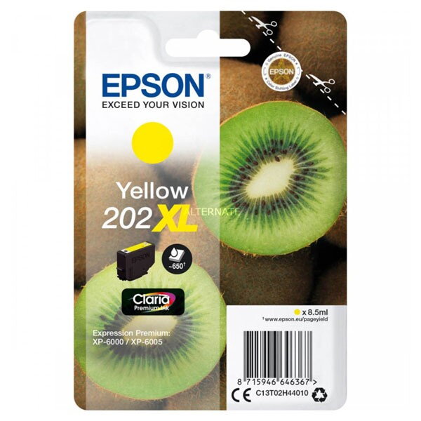 Epson originál ink C13T02H44010, 202 XL, yellow, 8.5ml, Epson XP-6000, XP-6005, žltá