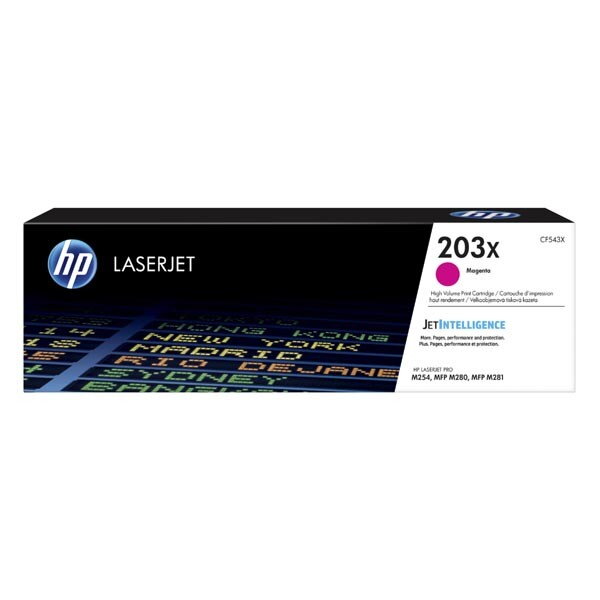 HP originál toner CF543X, magenta, 2500str., HP 203X, high capacity, HP Color LaserJet Pro M254dw, nw, M280nw, O, purpurová HP originál toner CF543X, magenta, 2500str., HP 203X, high capacity, HP Color LaserJet Pro M254dw, nw, M280nw, O, purpurová