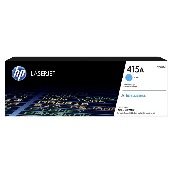 HP originál toner W2031A, cyan, 2100str., HP 415A, HP Color LaserJet Pro M454, MFP M479, O, azurová