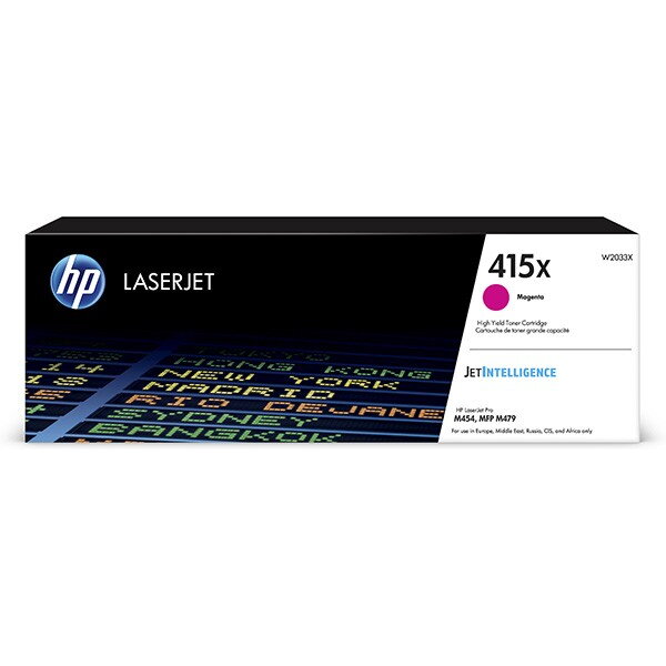 HP originál toner W2033X, magenta, 6000str., HP 415X, high capacity, HP Color LaserJet Pro M454, MFP M479, O, purpurová HP originál toner W2033X, magenta, 6000str., HP 415X, high capacity, HP Color LaserJet Pro M454, MFP M479, O, purpurová