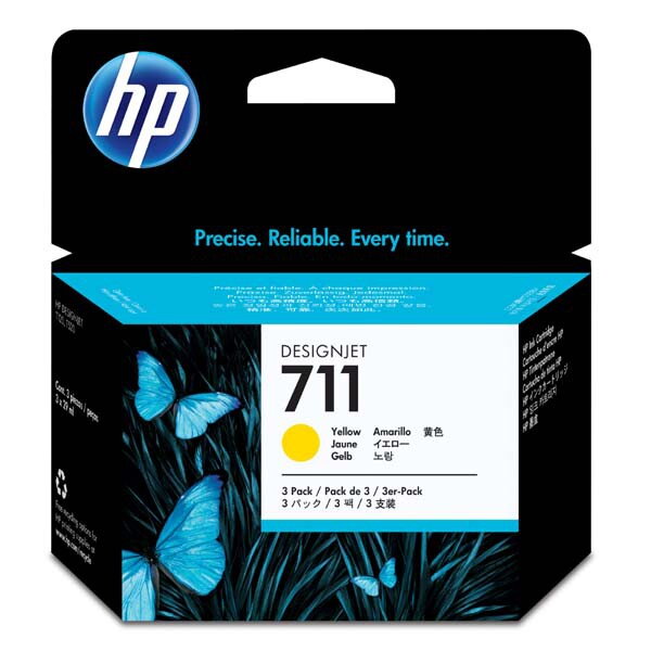 HP originál ink CZ136A, HP 711, yellow, 3x29ml, 3ks, HP DesignJet T120, T520, žltá HP originál ink CZ136A, HP 711, yellow, 3x29ml, 3ks, HP DesignJet T120, T520, žltá