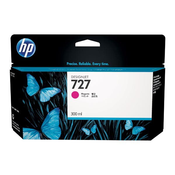 HP originál ink F9J77A, HP 727, magenta, 300ml, HP DesignJet T1530, T2530, T930, purpurová